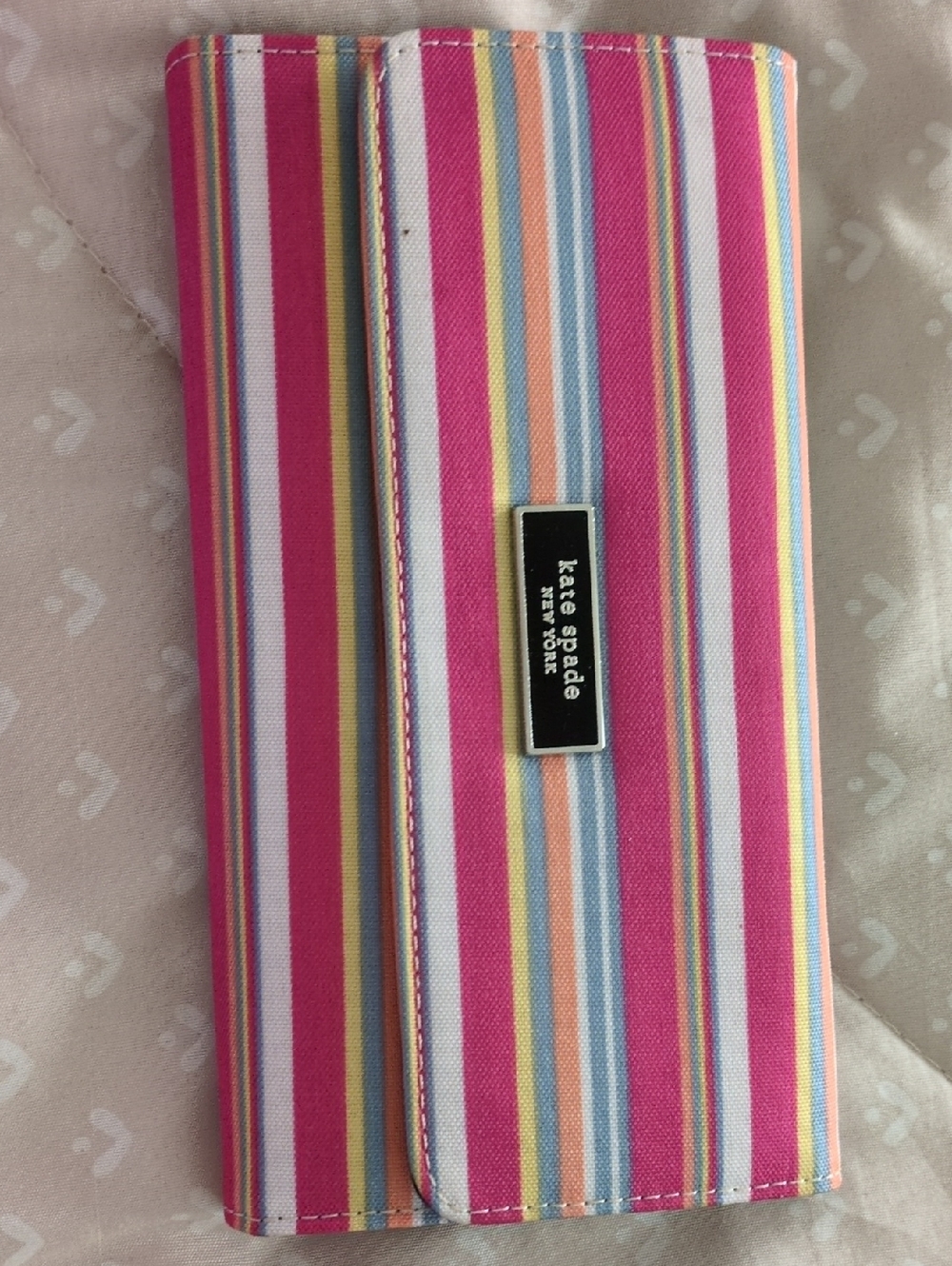 kate spade Pink Multicolor Striped Canvas Wallet